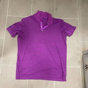 Adidas Men's Climacool Short Sleeve Purple Stripe Polo Shirt